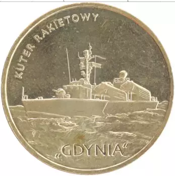 Монета 2 злотых Польши 2013 года Латунь Ракетный катер Гдыня