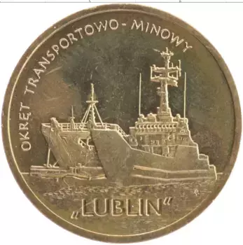 Монета 2 злотых Польши 2013 года Латунь Военно-транспортный корабль Люблин