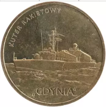 Монета 2 злотых Польши 2013 года Латунь `Ракетный катер ``Гдыня``