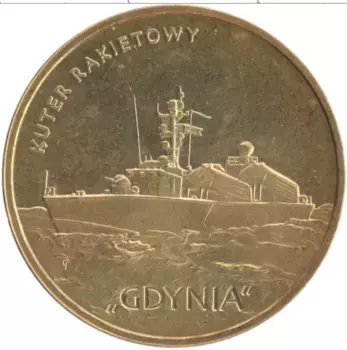 Монета 2 злотых Польши 2013 года Латунь `Польские суда - Ракетный катер ``Гдыня``
