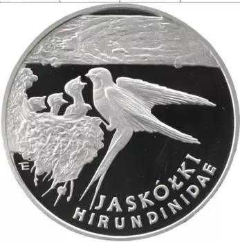Монета 300000 злотых Польши 1993 года Серебро Всемирная природа - Ласточка