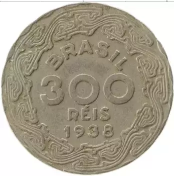 Монета 300 рейс Бразилии 1938 года Медно-никель Джетулио Варгаш