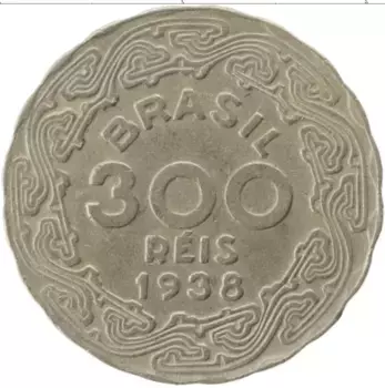 Монета 300 рейс Бразилии 1938 года Медно-никель Джетулио Варгаш