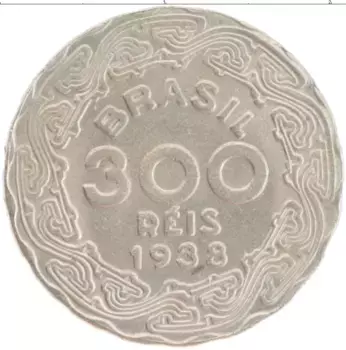 Монета 300 рейс Бразилии 1938 года Медно-никель Жетулио Варгас