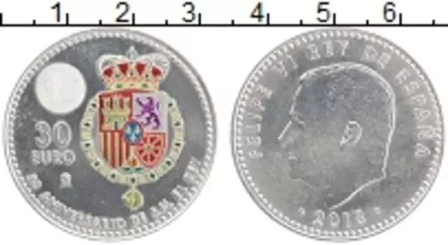 Монета 30 евро Испании 2018 года Серебро Оригинальная запайка