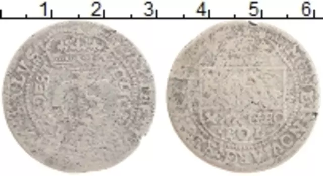 Монета 30 грош Польши 1664 года Серебро Ян II Казимир