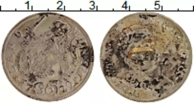 Монета 30 крейцеров Баварии 1729 года Серебро Карл (Переделана в застежку)