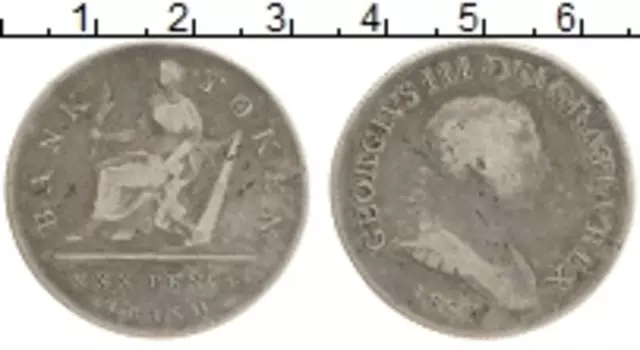 Монета 30 пенсов Ирландии 1808 года Серебро токен Георг III