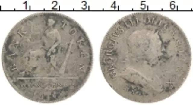 Монета 30 пенсов Ирландии 1808 года Серебро токен Георг III