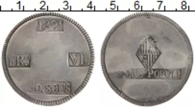 Монета 30 су Балеарских островов 1821 года Серебро Фердинанд VII