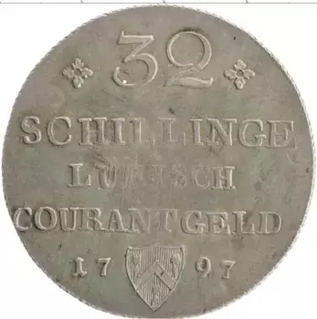 Монета 32 шиллинга Любека 1797 года Серебро HDF