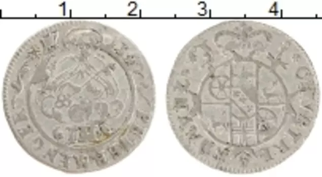 Монета 3 альбуса Триера 1713 года Серебро