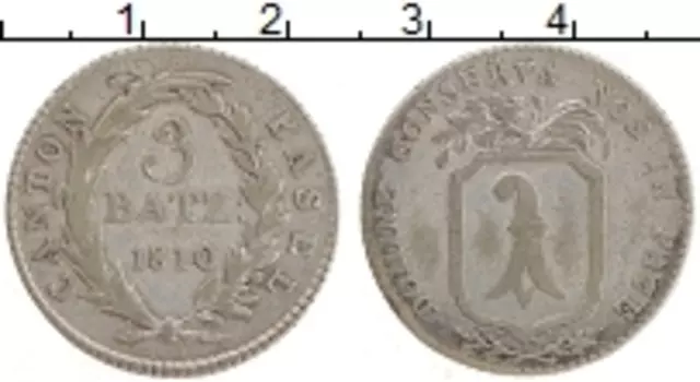 Монета 3 батзена Базеля 1810 года Серебро