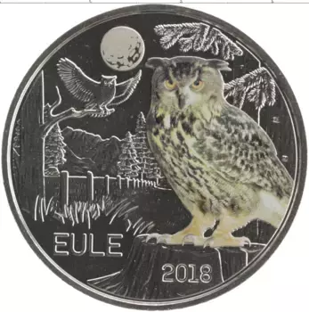 Монета 3 евро Австрии 2018 года Медно-никель Красочный мир животных