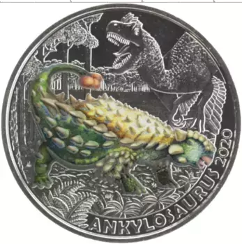 Монета 3 евро Австрии 2020 года Медно-никель Динозавры - Анкилозавр