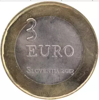 Монета 3 евро Словении 2013 года Биметалл 300 лет крестьянского бунта