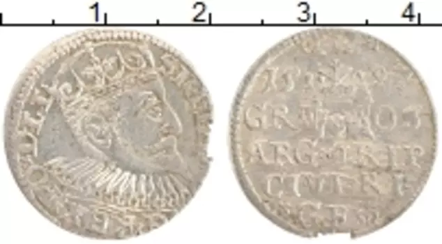 Монета 3 гроша Польши 1597 года Серебро Сигизмунд III
