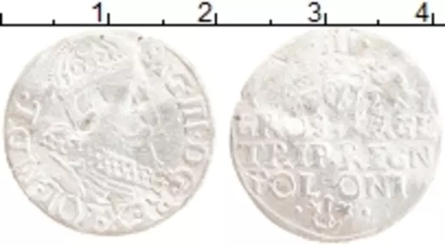 Монета 3 гроша Польши 1621 года Серебро Сигизмунд III