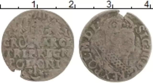 Монета 3 гроша Польши 1621 года Серебро Сигизмунд III