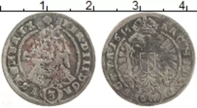 Монета 3 крейцера Австрии 1614 года Серебро Фердинанд II