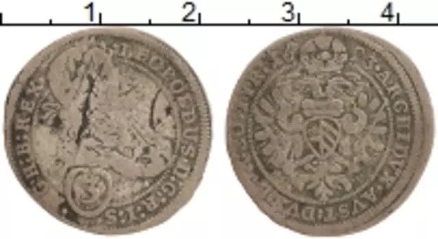 Монета 3 крейцера Австрии 1623 года Серебро Леопольд