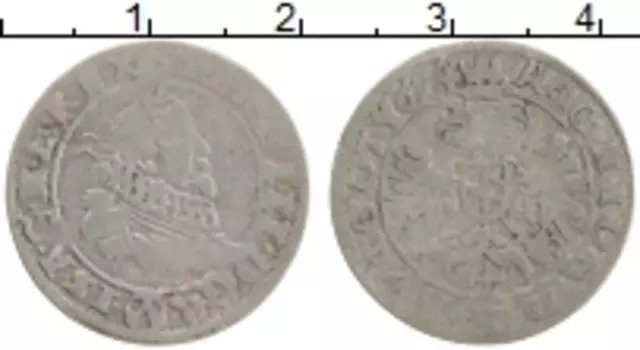 Монета 3 крейцера Австрии 1624 года Серебро