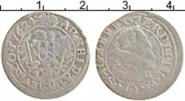 Монета 3 крейцера Австрии 1624 года Серебро Фердинанд II