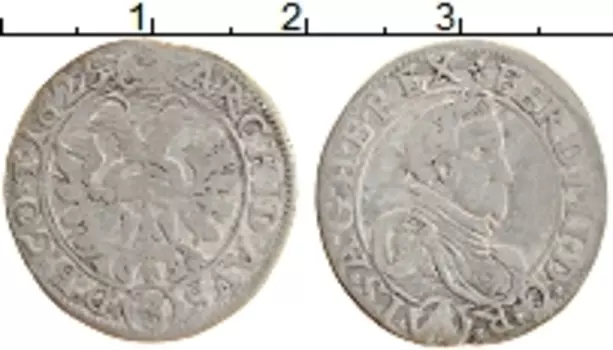 Монета 3 крейцера Австрии 1625 года Серебро Фердинанд II