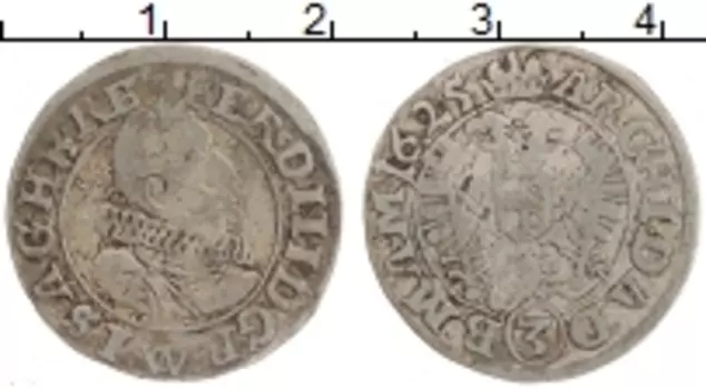 Монета 3 крейцера Австрии 1625 года Серебро Фердинанд II