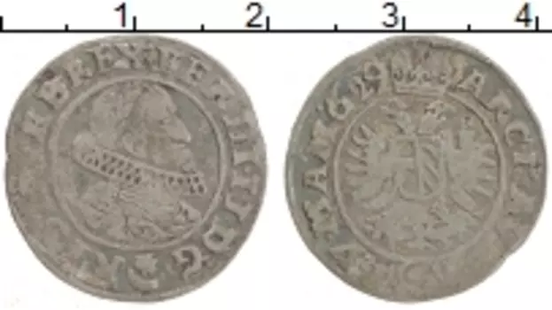 Монета 3 крейцера Австрии 1629 года Серебро Фердинанд II
