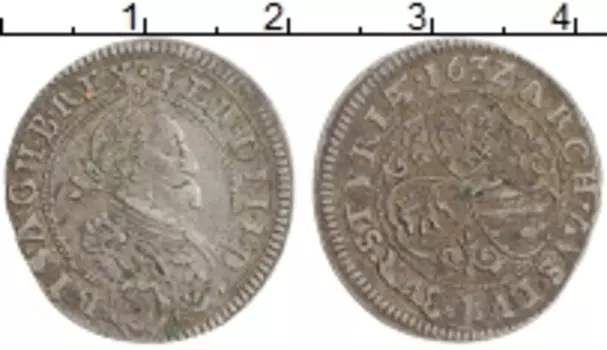 Монета 3 крейцера Австрии 1632 года Серебро Фердинанд II