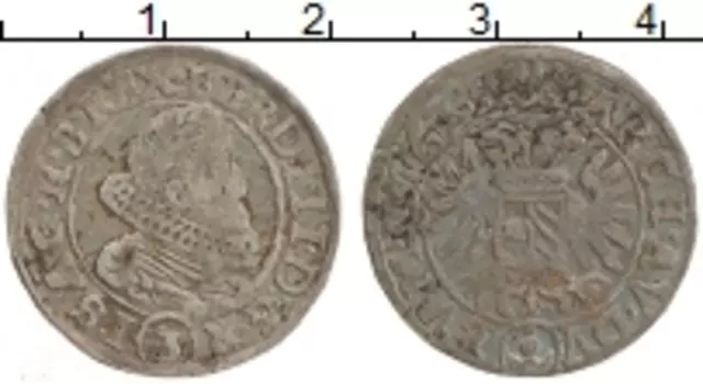 Монета 3 крейцера Австрии 1633 года Серебро Фердинанд II