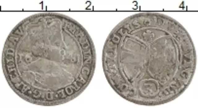 Монета 3 крейцера Австрии 1641 года Серебро Фердинанд