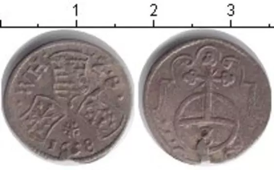 Монета 3 крейцера Австрии 1658 года Серебро