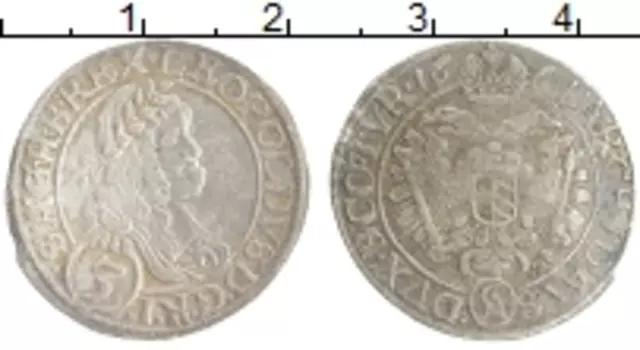 Монета 3 крейцера Австрии 1666 года Серебро Леопольд