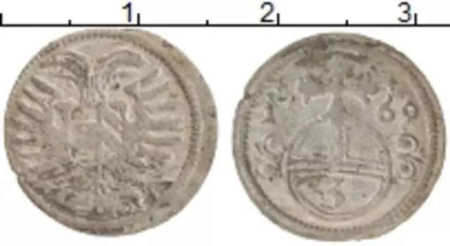 Монета 3 крейцера Австрии 1669 года Серебро