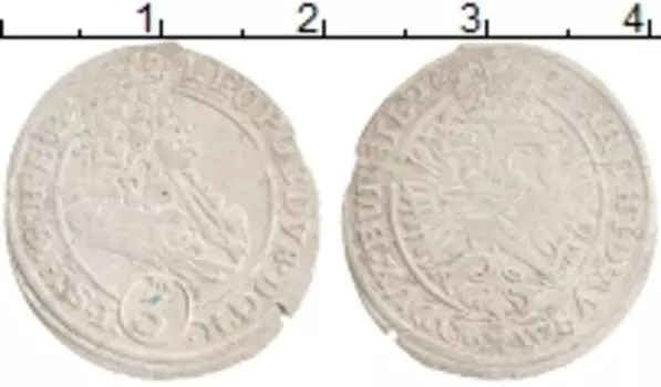 Монета 3 крейцера Австрии 1695 года Серебро Леопольд