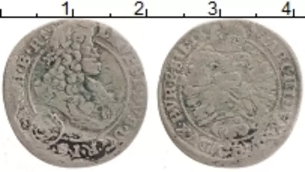 Монета 3 крейцера Австрии 1696 года Серебро Леопольд