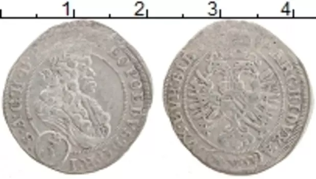 Монета 3 крейцера Австрии 1698 года Серебро Леопольд