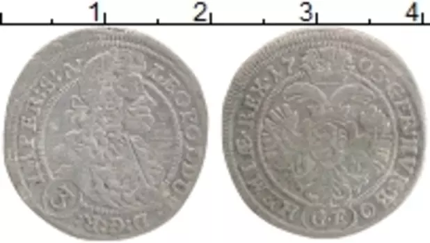 Монета 3 крейцера Австрии 1703 года Серебро Леопольд