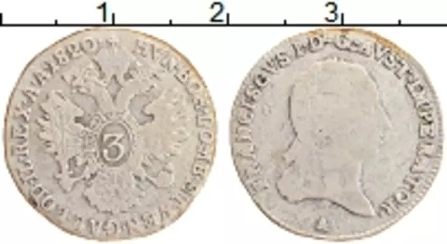 Монета 3 крейцера Австрии 1820 года Серебро Франциск I