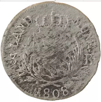 Монета 3 крейцера Баварии 1808 года Серебро