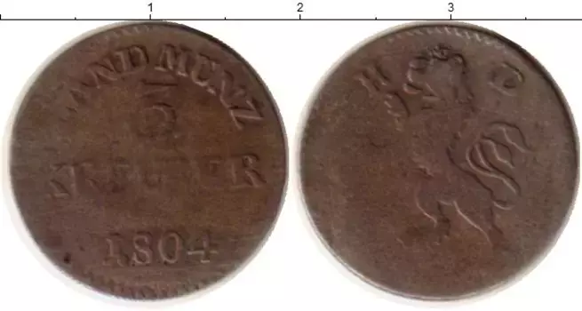Монета 3 крейцера Гессен-Дармштадта 1804 года Серебро Людвиг X