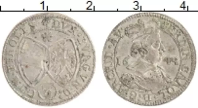 Монета 3 крейцера Тироля 1645 года Серебро Фердинанд Карл