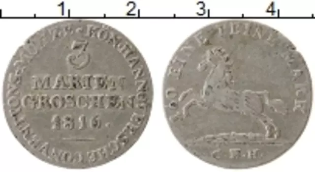 Монета 3 марьенгрош Ганновера 1816 года Серебро