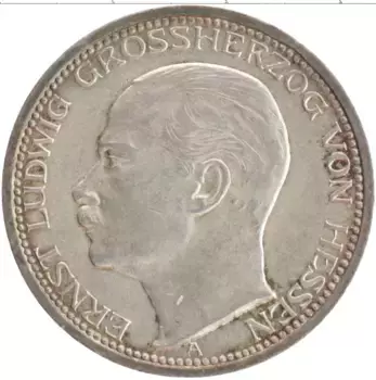 Монета 3 марки Гессена 1910 года Серебро А