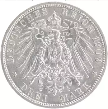 Монета 3 марки Пруссии 1909 года Серебро Вильгельм II