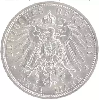 Монета 3 марки Пруссии 1911 года Серебро Вильгельм II