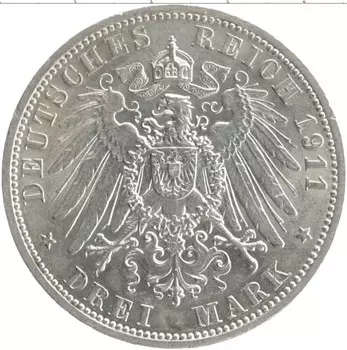 Монета 3 марки Пруссии 1911 года Серебро Вильгельм II