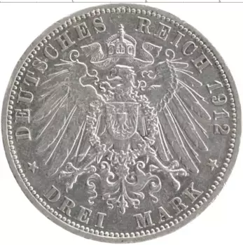 Монета 3 марки Пруссии 1912 года Серебро Вильгельм II